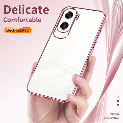 Honor X50i Transparent Fine Hole Phone Case - Crystal Clear Vacuum Plating, Anti-Fingerprint, Shock-Absorbing TPU Frame