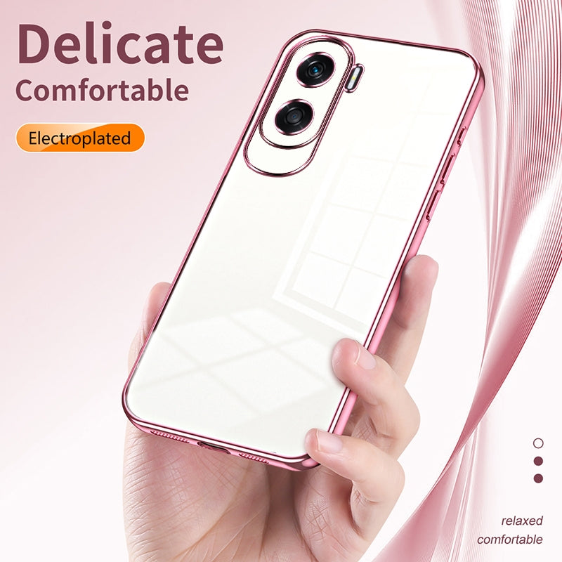 Honor X50i Transparent Fine Hole Phone Case - Crystal Clear Vacuum Plating, Anti-Fingerprint, Shock-Absorbing TPU Frame