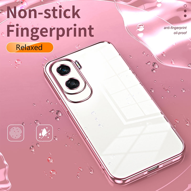 Honor X50i Transparent Fine Hole Phone Case - Crystal Clear Vacuum Plating, Anti-Fingerprint, Shock-Absorbing TPU Frame