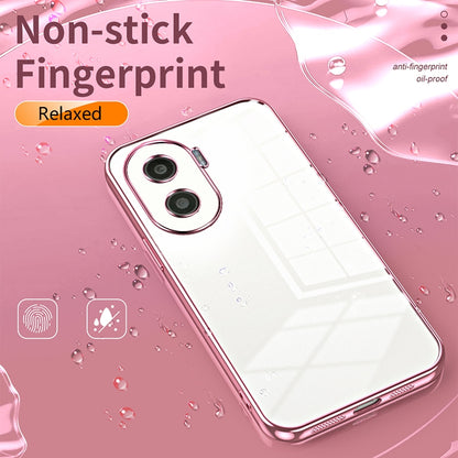 Honor Play 7T Pro Transparent Fine Hole Phone Case - Crystal Clear Vacuum Plating, Anti-Fingerprint, Shock-Absorbing TPU Frame