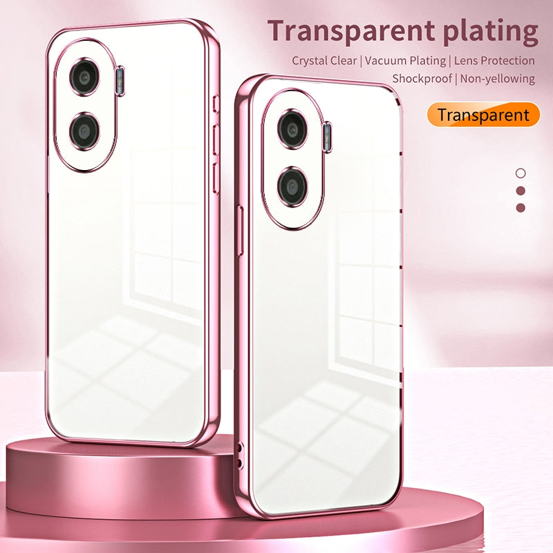 Honor X40i Transparent Fine Hole Phone Case - Crystal Clear Vacuum Plating, Anti-Fingerprint, Shock-Absorbing TPU Frame