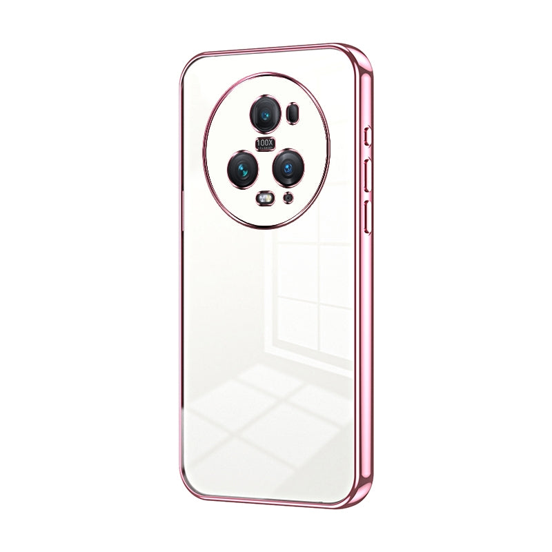 Honor Magic5 Pro Transparent Fine Hole Phone Case - Crystal Clear Vacuum Plating, Anti-Fingerprint, Shock-Absorbing TPU Frame