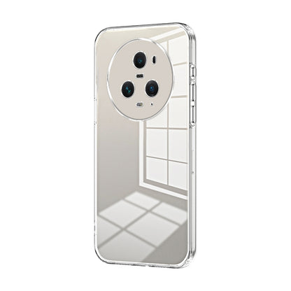 Honor Magic5 Pro Transparent Fine Hole Phone Case - Crystal Clear Vacuum Plating, Anti-Fingerprint, Shock-Absorbing TPU Frame