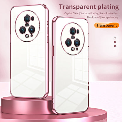 Honor Magic5 Pro Transparent Fine Hole Phone Case - Crystal Clear Vacuum Plating, Anti-Fingerprint, Shock-Absorbing TPU Frame