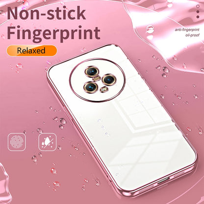 Honor Magic5 Transparent Fine Hole Phone Case - Crystal Clear Vacuum Plating, Anti-Fingerprint, Shock-Absorbing TPU Frame