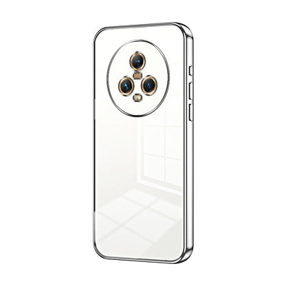 Honor Magic5 Transparent Fine Hole Phone Case - Crystal Clear Vacuum Plating, Anti-Fingerprint, Shock-Absorbing TPU Frame
