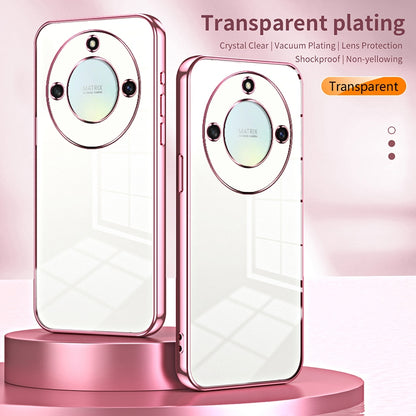 Honor X9a Transparent Fine Hole Phone Case - Crystal Clear Vacuum Plating, Anti-Fingerprint, Shock-Absorbing TPU Frame