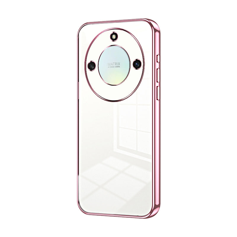 Honor Magic5 Lite Transparent Fine Hole Phone Case - Crystal Clear Vacuum Plating, Anti-Fingerprint, Shock-Absorbing TPU Frame