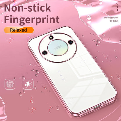 Honor X9a Transparent Fine Hole Phone Case - Crystal Clear Vacuum Plating, Anti-Fingerprint, Shock-Absorbing TPU Frame