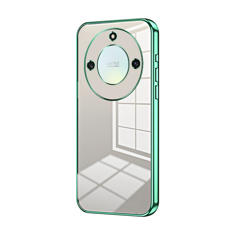 Honor X9a Transparent Fine Hole Phone Case - Crystal Clear Vacuum Plating, Anti-Fingerprint, Shock-Absorbing TPU Frame