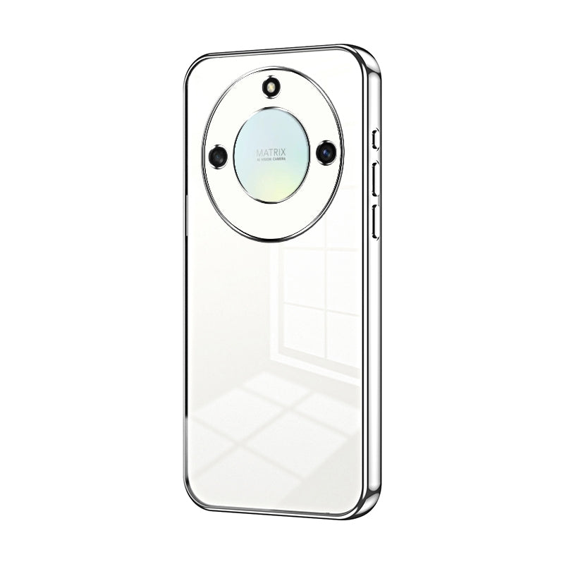 Honor X9a Transparent Fine Hole Phone Case - Crystal Clear Vacuum Plating, Anti-Fingerprint, Shock-Absorbing TPU Frame