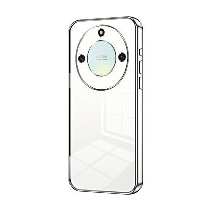 Honor X9a Transparent Fine Hole Phone Case - Crystal Clear Vacuum Plating, Anti-Fingerprint, Shock-Absorbing TPU Frame