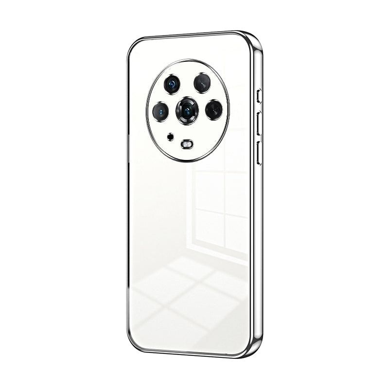 Honor Magic4 Transparent Fine Hole Phone Case - Crystal Clear Vacuum Plating, Anti-Fingerprint, Shock-Absorbing TPU Frame