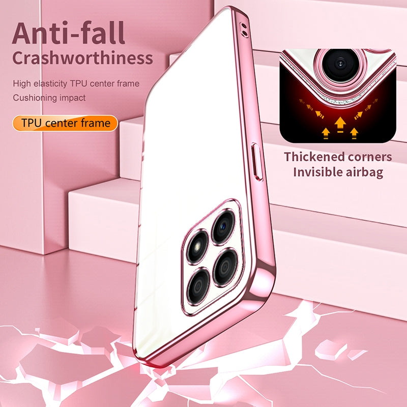 Honor X30i Transparent Fine Hole Phone Case - Crystal Clear Vacuum Plating, Anti-Fingerprint, Shock-Absorbing TPU Frame