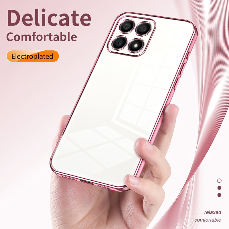 Honor X30i Transparent Fine Hole Phone Case - Crystal Clear Vacuum Plating, Anti-Fingerprint, Shock-Absorbing TPU Frame