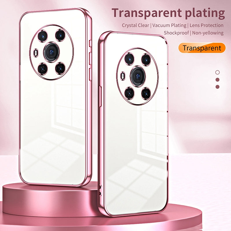 Honor Magic3 Transparent Fine Hole Phone Case - Crystal Clear Vacuum Plating, Anti-Fingerprint, Shock-Absorbing TPU Frame