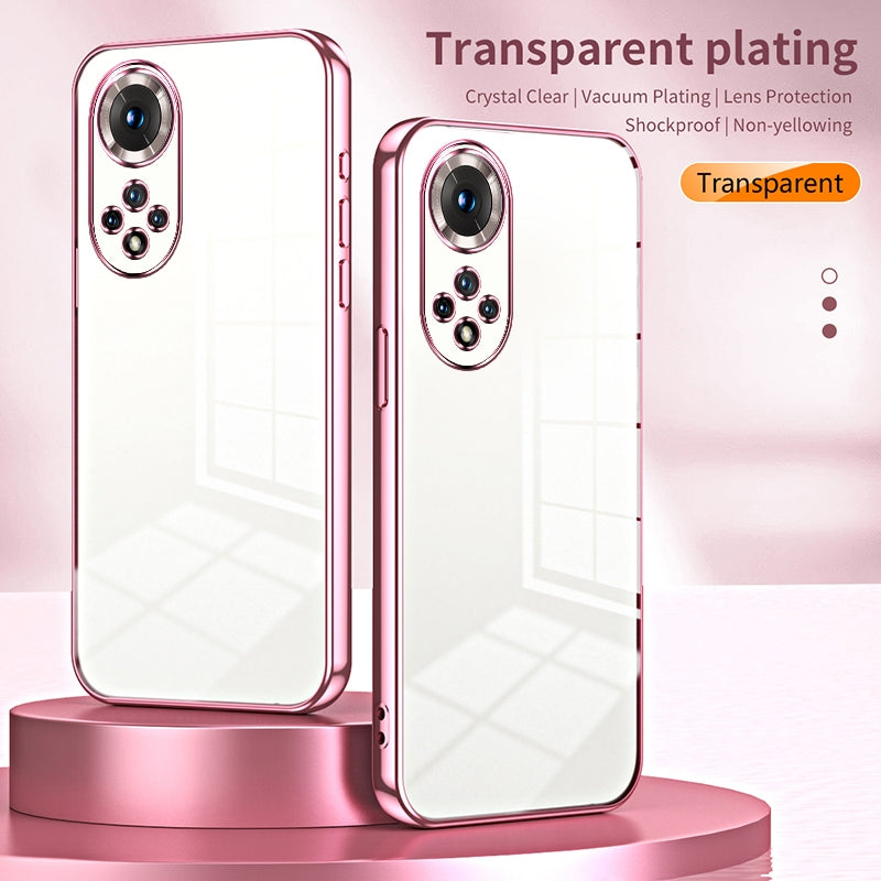 Honor 50 Transparent Fine Hole Phone Case - Crystal Clear Vacuum Plating, Anti-Fingerprint, Shock-Absorbing TPU Frame