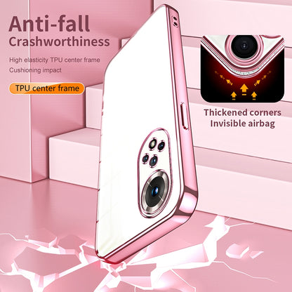 Honor 50 Transparent Fine Hole Phone Case - Crystal Clear Vacuum Plating, Anti-Fingerprint, Shock-Absorbing TPU Frame