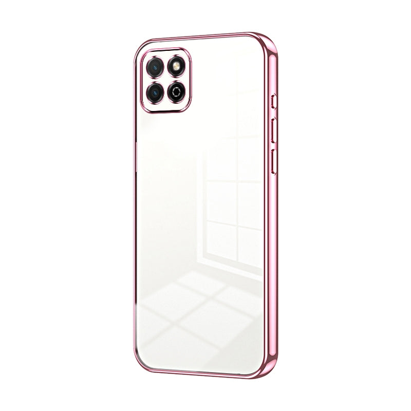 Honor Play 20 4G Transparent Fine Hole Phone Case - Crystal Clear Vacuum Plating, Anti-Fingerprint, Shock-Absorbing TPU Frame