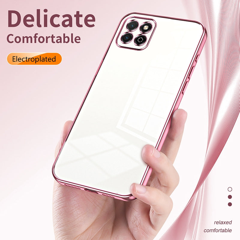 Honor Play 20 4G Transparent Fine Hole Phone Case - Crystal Clear Vacuum Plating, Anti-Fingerprint, Shock-Absorbing TPU Frame