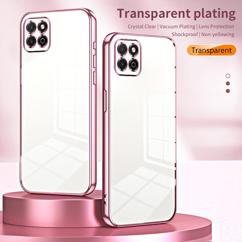 Honor Play 20 4G Transparent Fine Hole Phone Case - Crystal Clear Vacuum Plating, Anti-Fingerprint, Shock-Absorbing TPU Frame