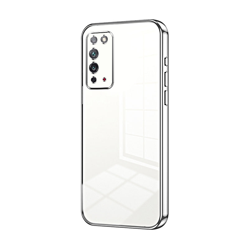 Honor X10 Transparent Fine Hole Phone Case - Crystal Clear Vacuum Plating, Anti-Fingerprint, Shock-Absorbing TPU Frame