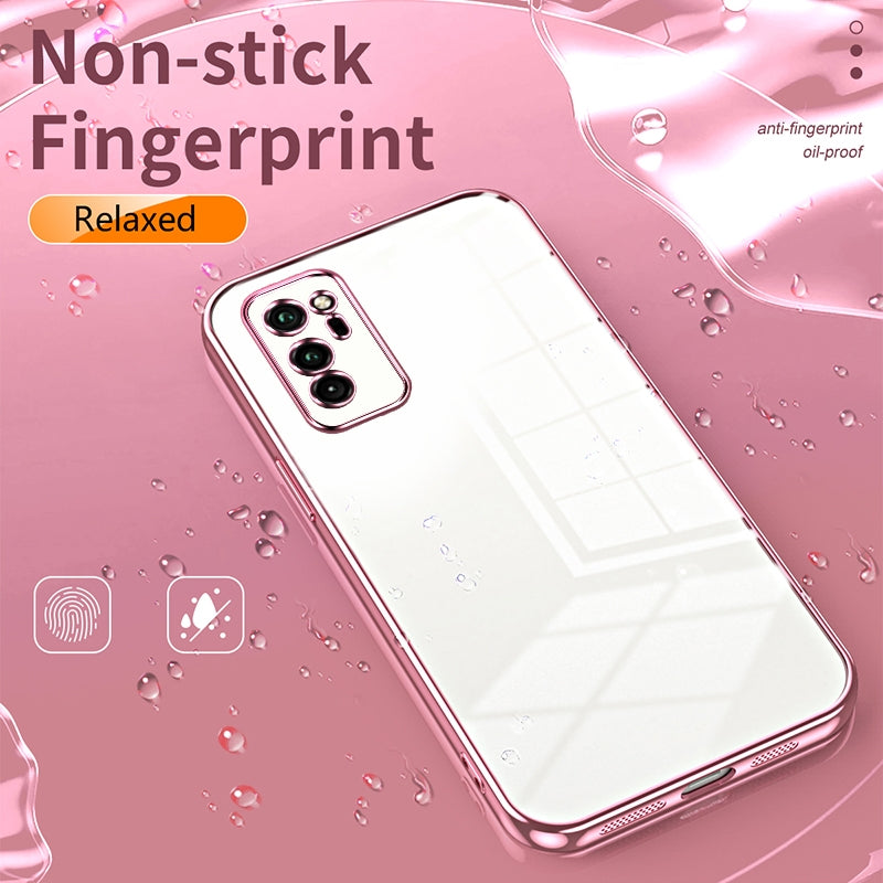 Honor V30 Transparent Fine Hole Phone Case - Crystal Clear Vacuum Plating, Anti-Fingerprint, Shock-Absorbing TPU Frame
