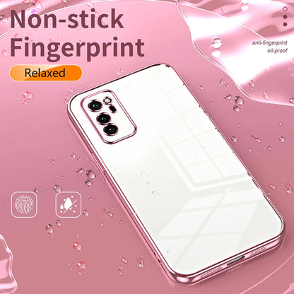 Honor V30 Transparent Fine Hole Phone Case - Crystal Clear Vacuum Plating, Anti-Fingerprint, Shock-Absorbing TPU Frame