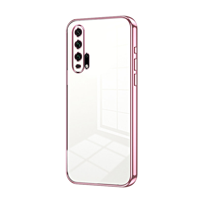 Honor 20 Pro Transparent Fine Hole Phone Case - Crystal Clear Vacuum Plating, Anti-Fingerprint, Shock-Absorbing TPU Frame