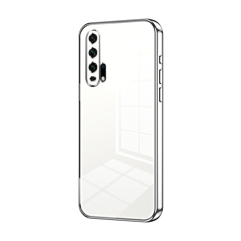 Honor 20 Pro Transparent Fine Hole Phone Case - Crystal Clear Vacuum Plating, Anti-Fingerprint, Shock-Absorbing TPU Frame