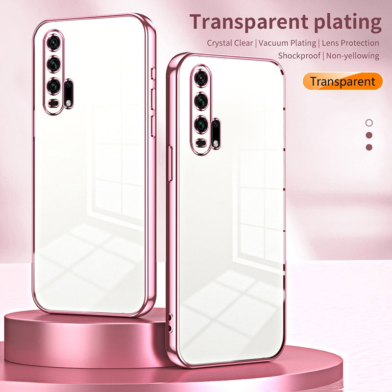Honor 20 Pro Transparent Fine Hole Phone Case - Crystal Clear Vacuum Plating, Anti-Fingerprint, Shock-Absorbing TPU Frame