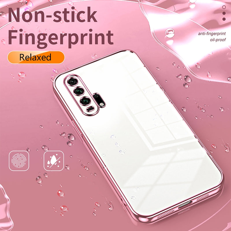 Honor 20 Pro Transparent Fine Hole Phone Case - Crystal Clear Vacuum Plating, Anti-Fingerprint, Shock-Absorbing TPU Frame