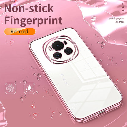 Honor Magic6 Transparent Fine Hole Phone Case - Crystal Clear Vacuum Plating, Anti-Fingerprint, Shock-Absorbing TPU Frame