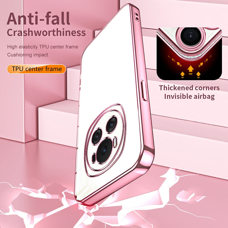 Honor Magic6 Transparent Fine Hole Phone Case - Crystal Clear Vacuum Plating, Anti-Fingerprint, Shock-Absorbing TPU Frame