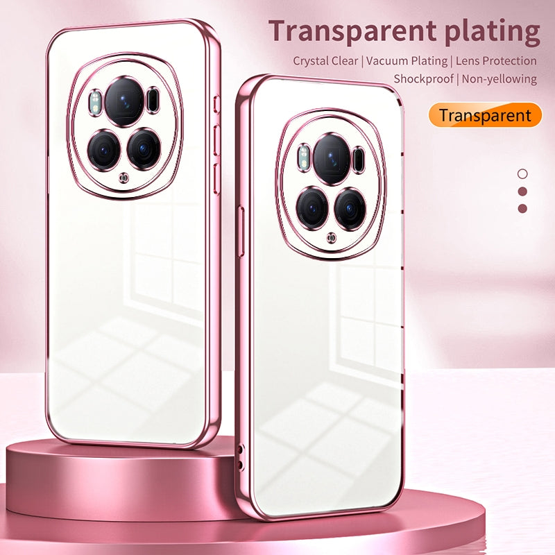 Honor Magic6 Pro Transparent Fine Hole Phone Case - Crystal Clear Vacuum Plating, Anti-Fingerprint, Shock-Absorbing TPU Frame