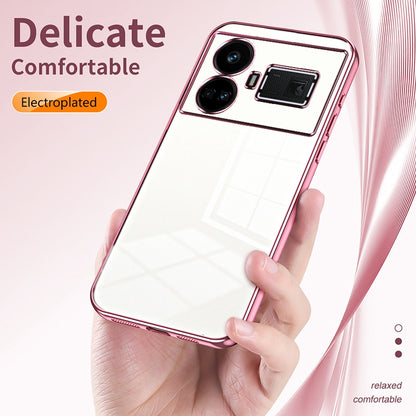 Realme GT5 Transparent Fine Hole Phone Case - Crystal Clear Vacuum Plating, Anti-Fingerprint, Shock-Absorbing TPU Frame