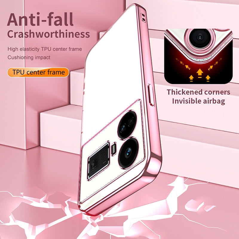 Realme GT5 Transparent Fine Hole Phone Case - Crystal Clear Vacuum Plating, Anti-Fingerprint, Shock-Absorbing TPU Frame