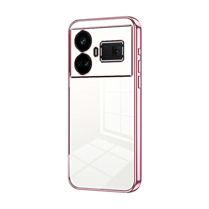Realme GT5 Transparent Fine Hole Phone Case - Crystal Clear Vacuum Plating, Anti-Fingerprint, Shock-Absorbing TPU Frame
