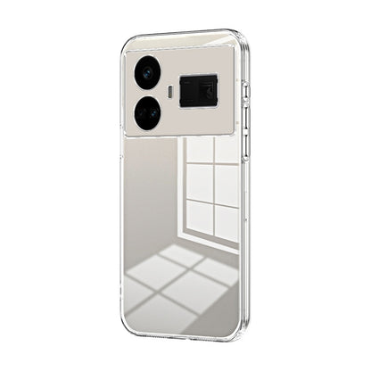 Realme GT5 Transparent Fine Hole Phone Case - Crystal Clear Vacuum Plating, Anti-Fingerprint, Shock-Absorbing TPU Frame