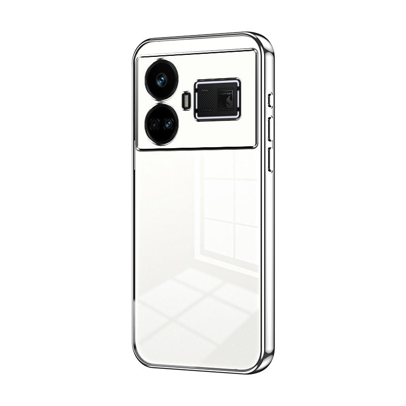Realme GT5 Transparent Fine Hole Phone Case - Crystal Clear Vacuum Plating, Anti-Fingerprint, Shock-Absorbing TPU Frame