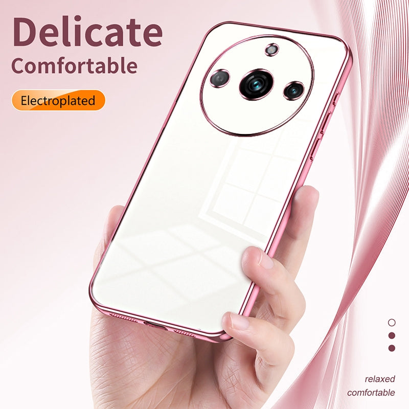Realme 11 Pro Transparent Fine Hole Phone Case - Crystal Clear Vacuum Plating, Anti-Fingerprint, Shock-Absorbing TPU Frame