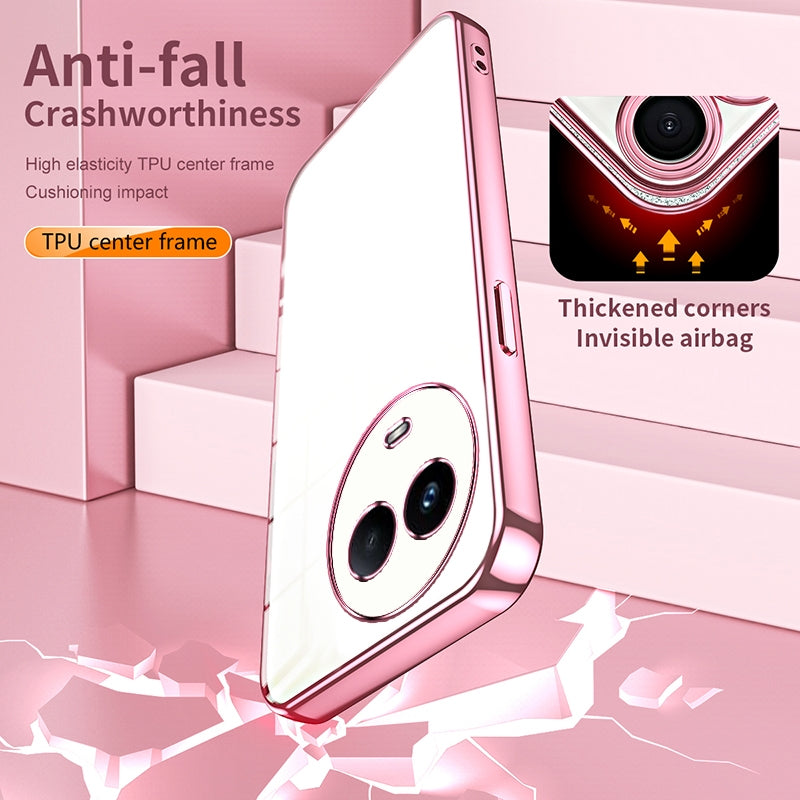 Realme Narzo 60 Transparent Fine Hole Phone Case - Crystal Clear Vacuum Plating, Anti-Fingerprint, Shock-Absorbing TPU Frame