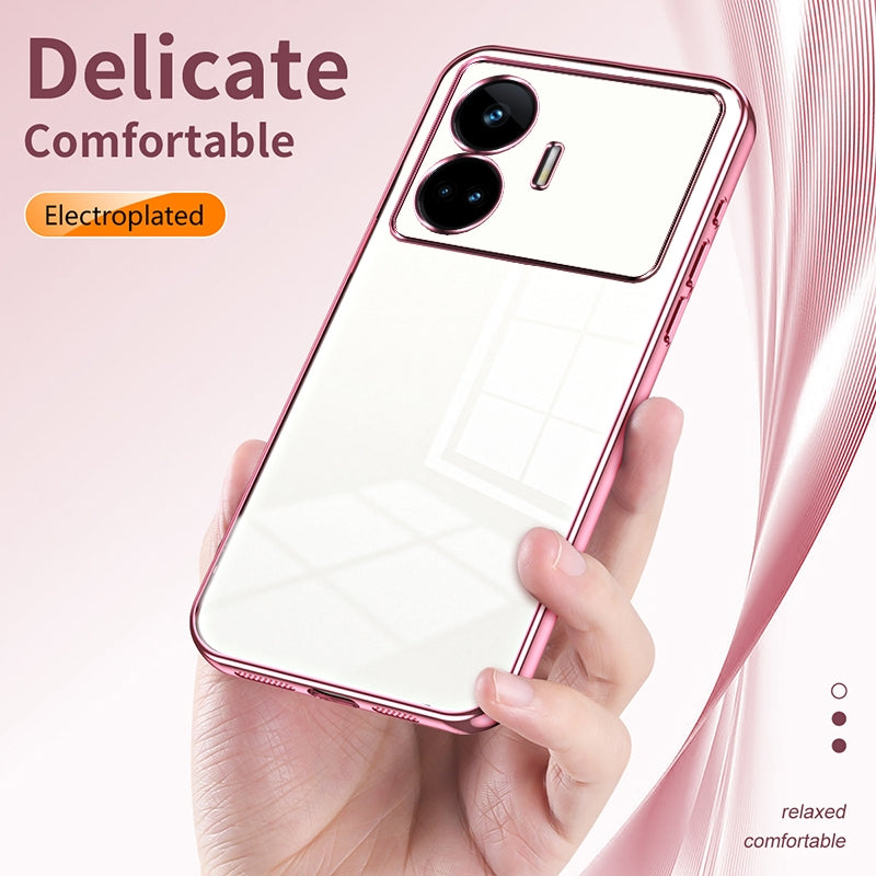 Realme GT Neo 5 SE Transparent Fine Hole Phone Case - Crystal Clear Vacuum Plating, Anti-Fingerprint, Shock-Absorbing TPU Frame