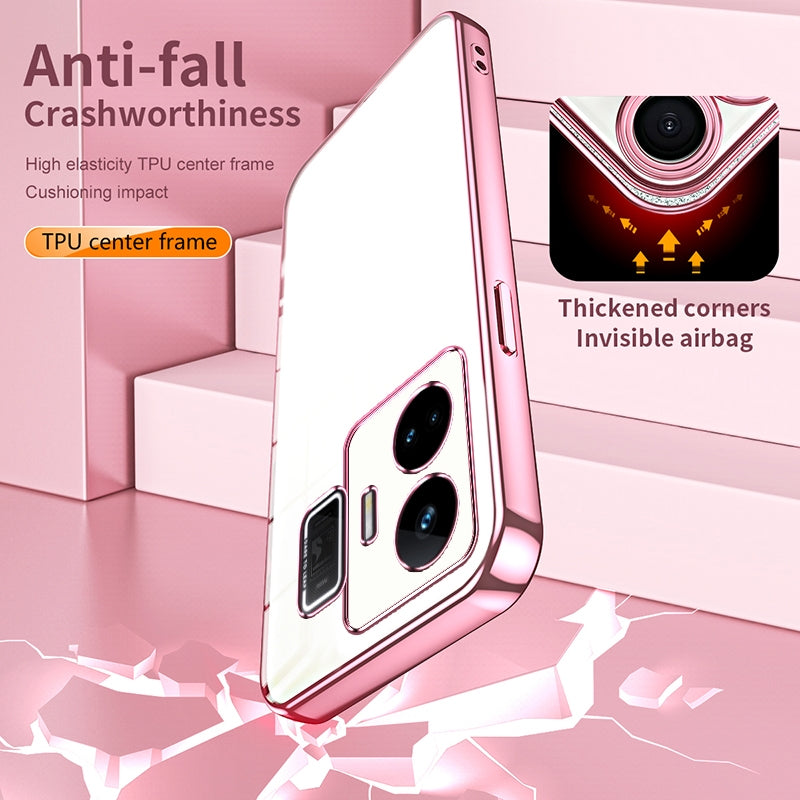 Realme GT3 Transparent Fine Hole Phone Case - Crystal Clear Vacuum Plating, Anti-Fingerprint, Shock-Absorbing TPU Frame