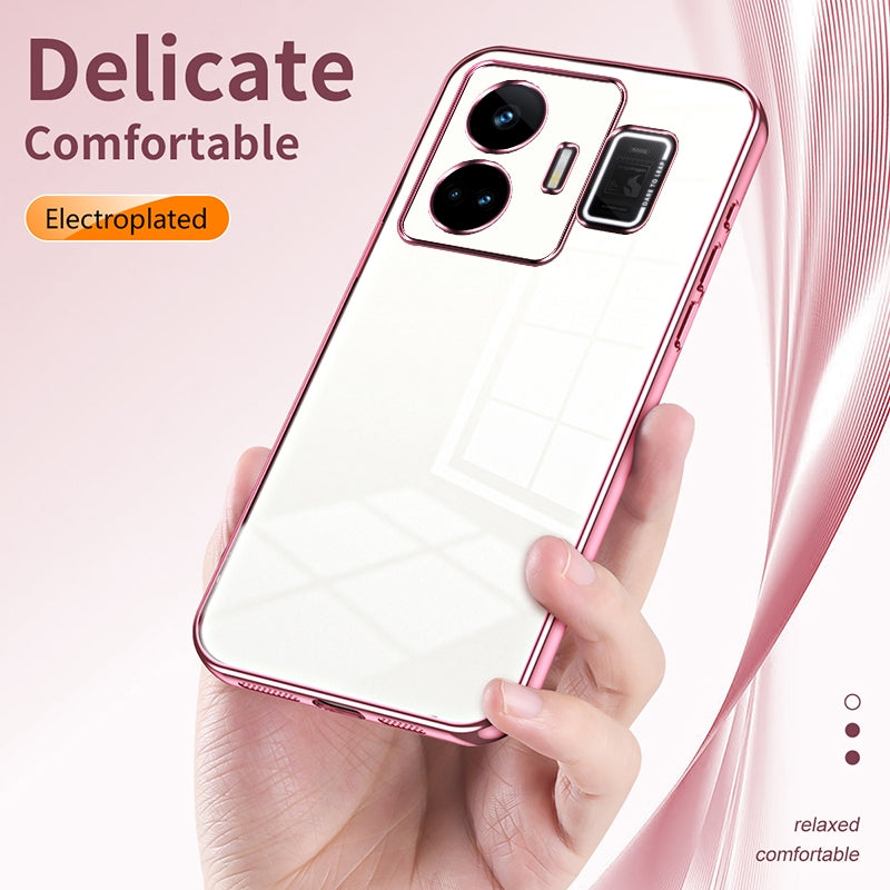 Realme GT Neo 5 Transparent Fine Hole Phone Case - Crystal Clear Vacuum Plating, Anti-Fingerprint, Shock-Absorbing TPU Frame