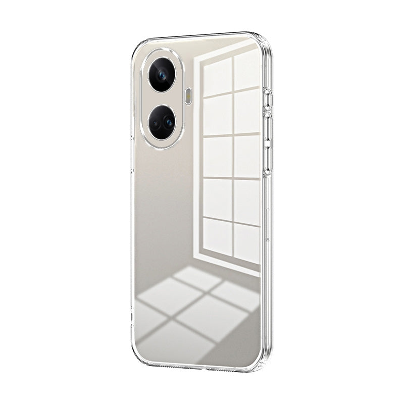 Realme 10 Pro+ Transparent Fine Hole Phone Case - Crystal Clear Vacuum Plating, Anti-Fingerprint, Shock-Absorbing TPU Frame