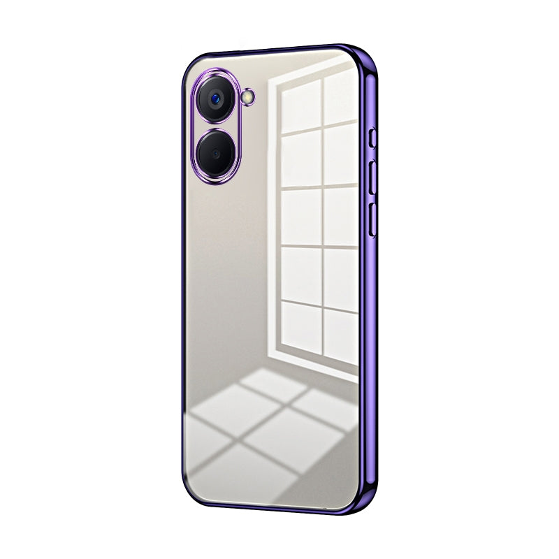 Realme V20 Transparent Fine Hole Phone Case - Crystal Clear Vacuum Plating, Anti-Fingerprint, Shock-Absorbing TPU Frame