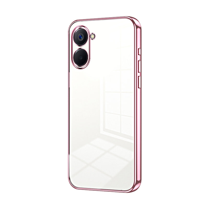 Realme V20 Transparent Fine Hole Phone Case - Crystal Clear Vacuum Plating, Anti-Fingerprint, Shock-Absorbing TPU Frame
