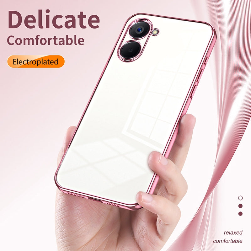 Realme V20 Transparent Fine Hole Phone Case - Crystal Clear Vacuum Plating, Anti-Fingerprint, Shock-Absorbing TPU Frame