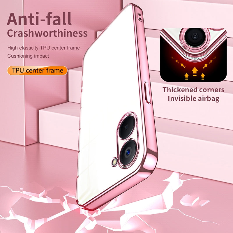 Realme V20 Transparent Fine Hole Phone Case - Crystal Clear Vacuum Plating, Anti-Fingerprint, Shock-Absorbing TPU Frame